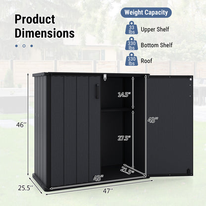 All-Weather Storage Box with Floor and Removable Shelf for Patio and Lawn, Black Sheds & Outdoor Storage at Gallery Canada