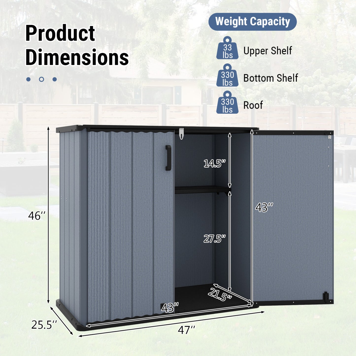 All-Weather Storage Box with Floor and Removable Shelf for Patio and Lawn, Gray Sheds & Outdoor Storage at Gallery Canada
