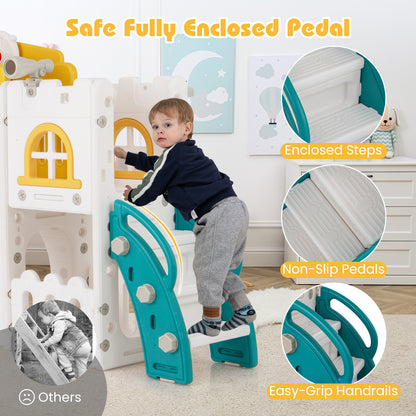 All-in-1 Toddler Slide Playset Playground with Tunnel and Ladder and Basketball, Yellow Climbers & Slides at Gallery Canada