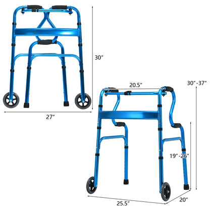Heavy-Duty Aluminum Folding Walker With Wheels, Blue Walkers & Rollators at Gallery Canada