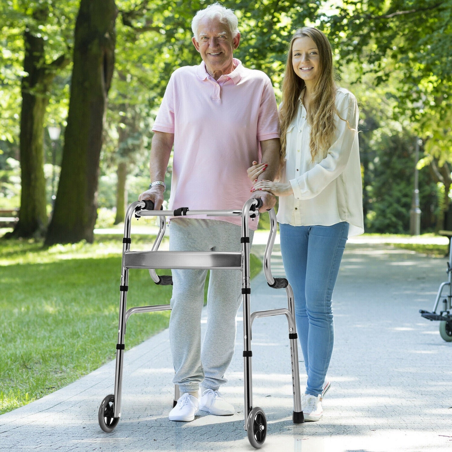 Heavy-Duty Aluminum Folding Walker, Gray Walkers & Rollators at Gallery Canada