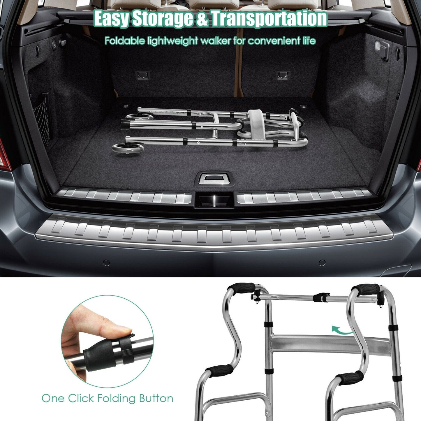Heavy-Duty Aluminum Folding Walker, Gray Walkers & Rollators at Gallery Canada