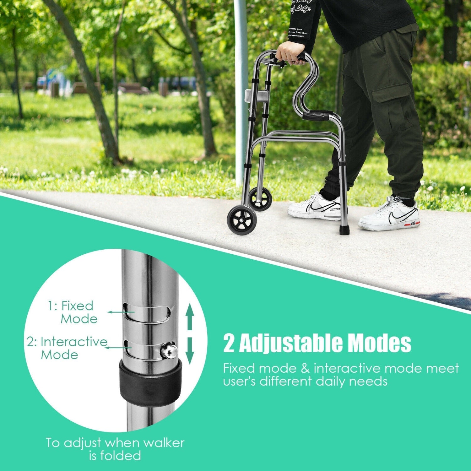 Heavy-Duty Aluminum Folding Walker, Gray Walkers & Rollators at Gallery Canada