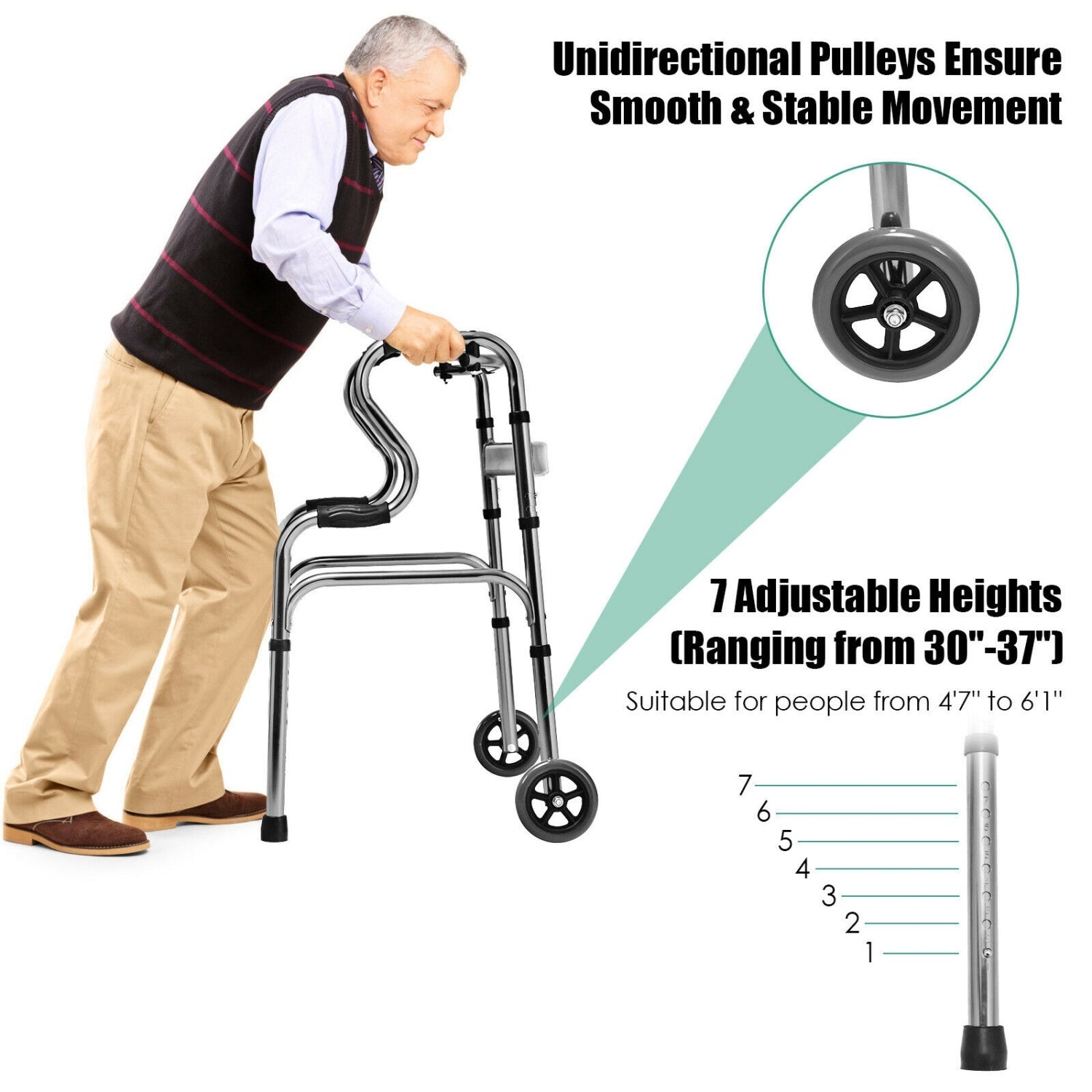 Heavy-Duty Aluminum Folding Walker, Gray Walkers & Rollators at Gallery Canada