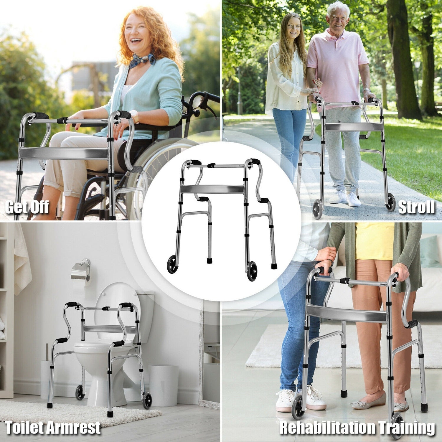 Heavy-Duty Aluminum Folding Walker, Gray Walkers & Rollators at Gallery Canada