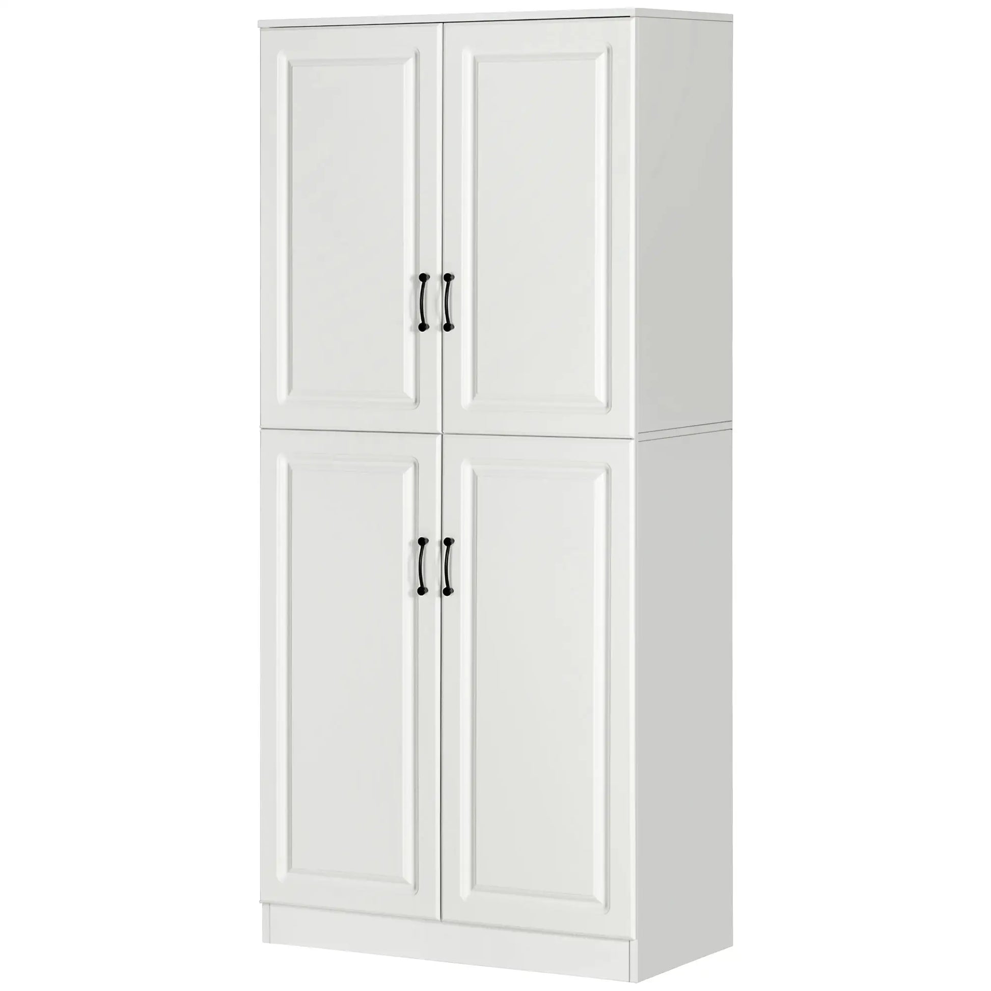 71" Freestanding Kitchen Pantry Cabinet, 4 Doors, Adjustable Shelves, White Kitchen Pantry Cabinets at Gallery Canada