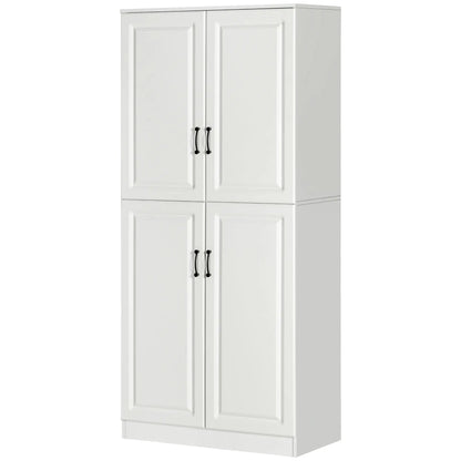 71" Freestanding Kitchen Pantry Cabinet, 4 Doors, Adjustable Shelves, White Kitchen Pantry Cabinets at Gallery Canada