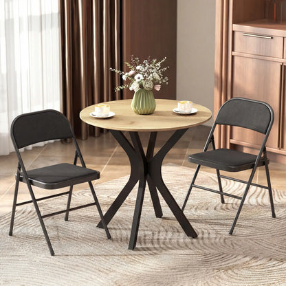 Metal Foldable Chairs, Set of 2, Linen Fabric Padded, Black Patio Chairs at Gallery Canada