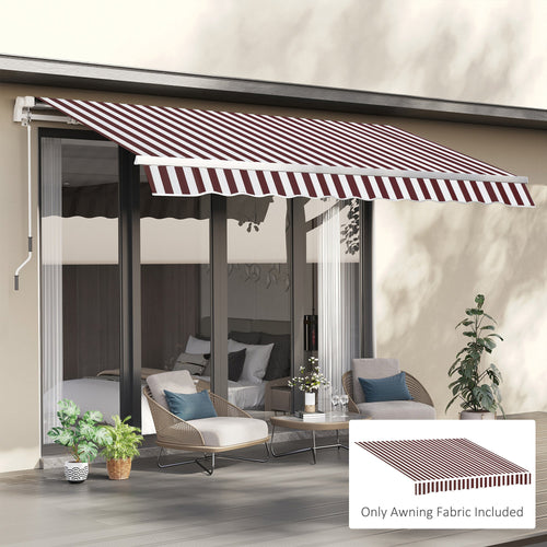 9' x 8' Outdoor Sunshade Canopy Awning Cover, Retractable Awning Fabric Replacement, UV Protection, Red and White