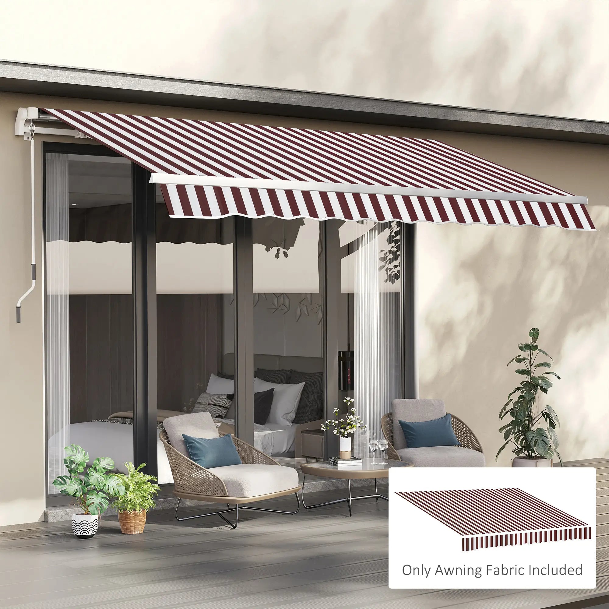9' x 8' Outdoor Sunshade Canopy, UV Protection, White, Red Awning Fabric Replacement at Gallery Canada