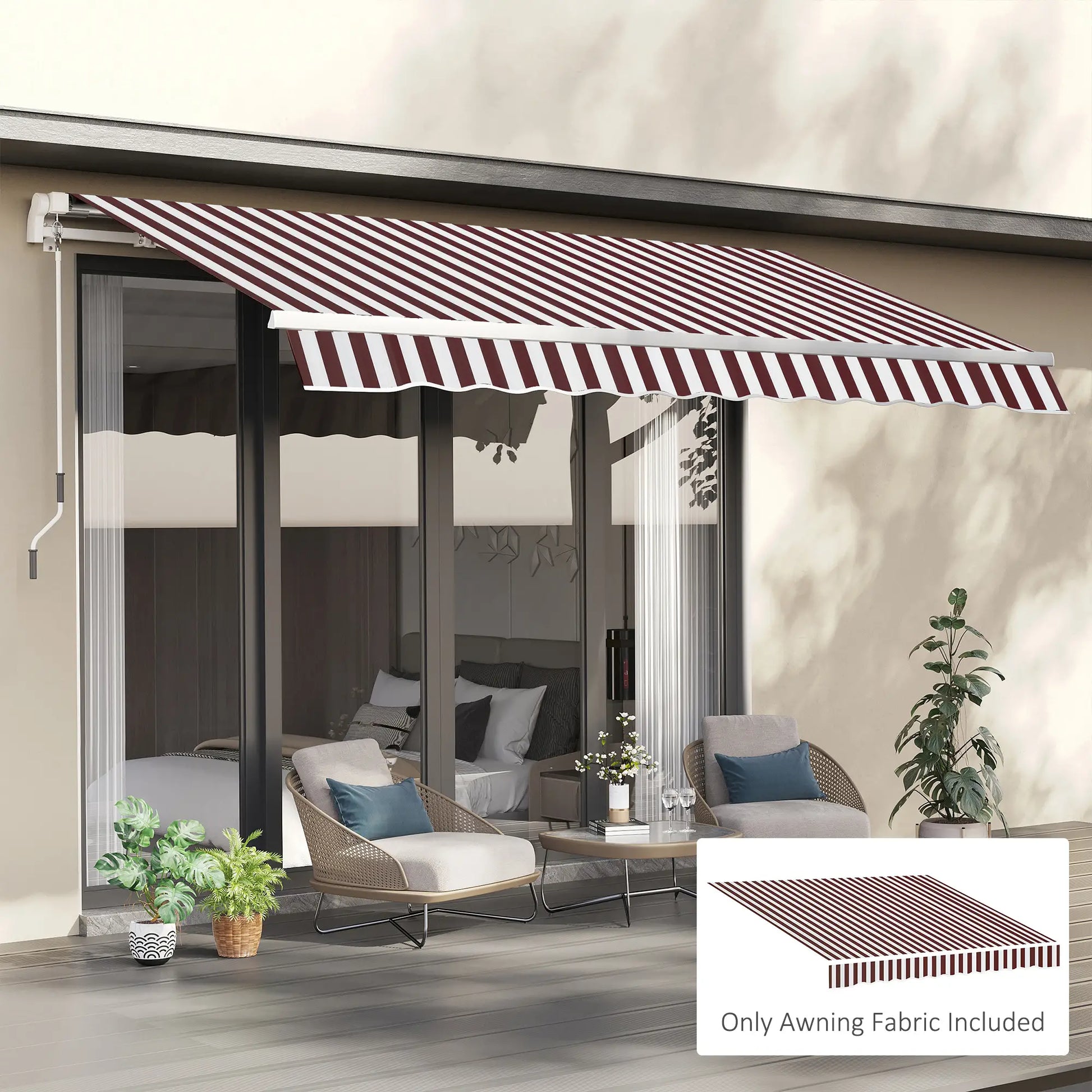 9' x 8' Outdoor Sunshade Canopy, UV Protection, White, Red Awning Fabric Replacement at Gallery Canada