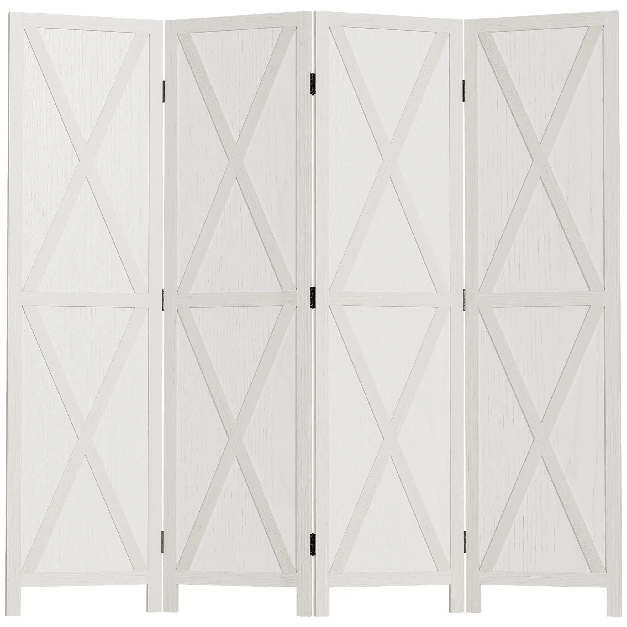 4-Panel Farmhouse Room Divider, Foldable Wooden Frame 5.6FT, White Room Dividers White at Gallery Canada