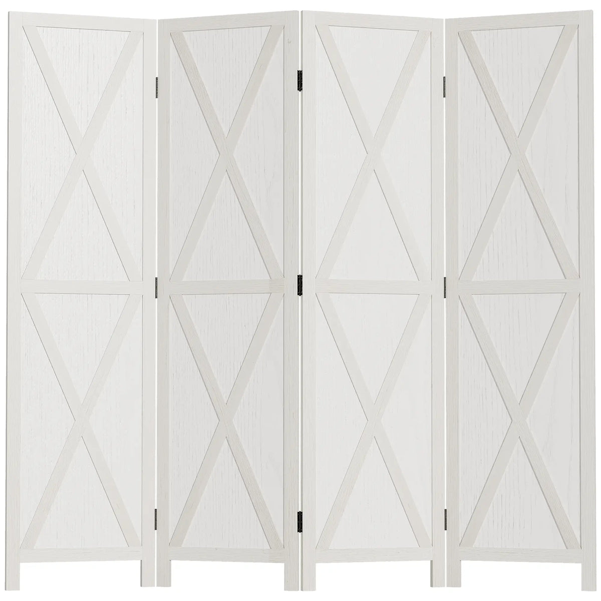 4-Panel Farmhouse Room Divider, Foldable Wooden Frame 5.6FT, White Room Dividers White at Gallery Canada