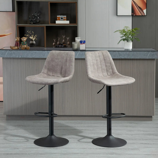 Adjustable Bar Stools Set of 2, Swivel with Back, Footrest, Grey Bar Stools Black and Grey at Gallery Canada