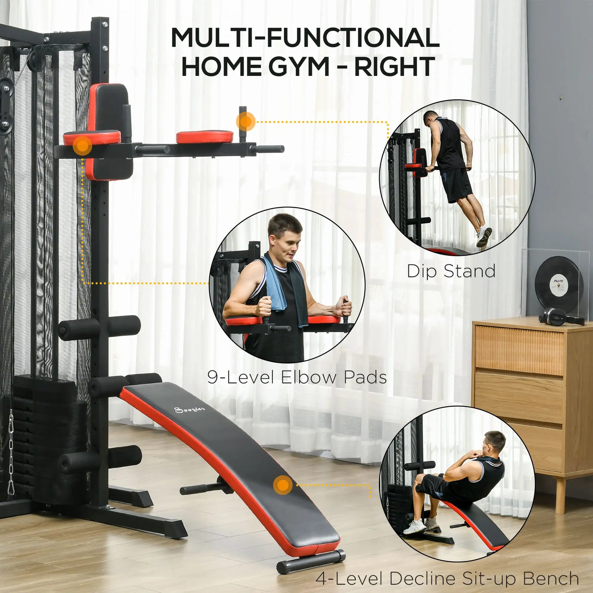 Home Gym Equipment, Workout Station with Bench, Push Up Stand, Dip Station, 143lbs Power Towers at Gallery Canada