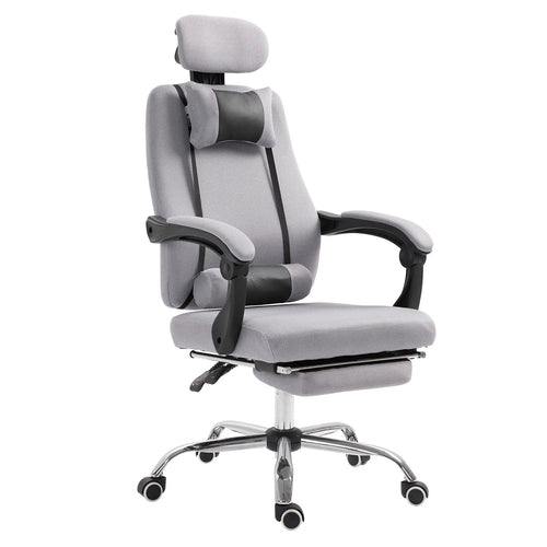 Ergonomic High Back Office Chair, Footrest, Lumbar Support, Grey