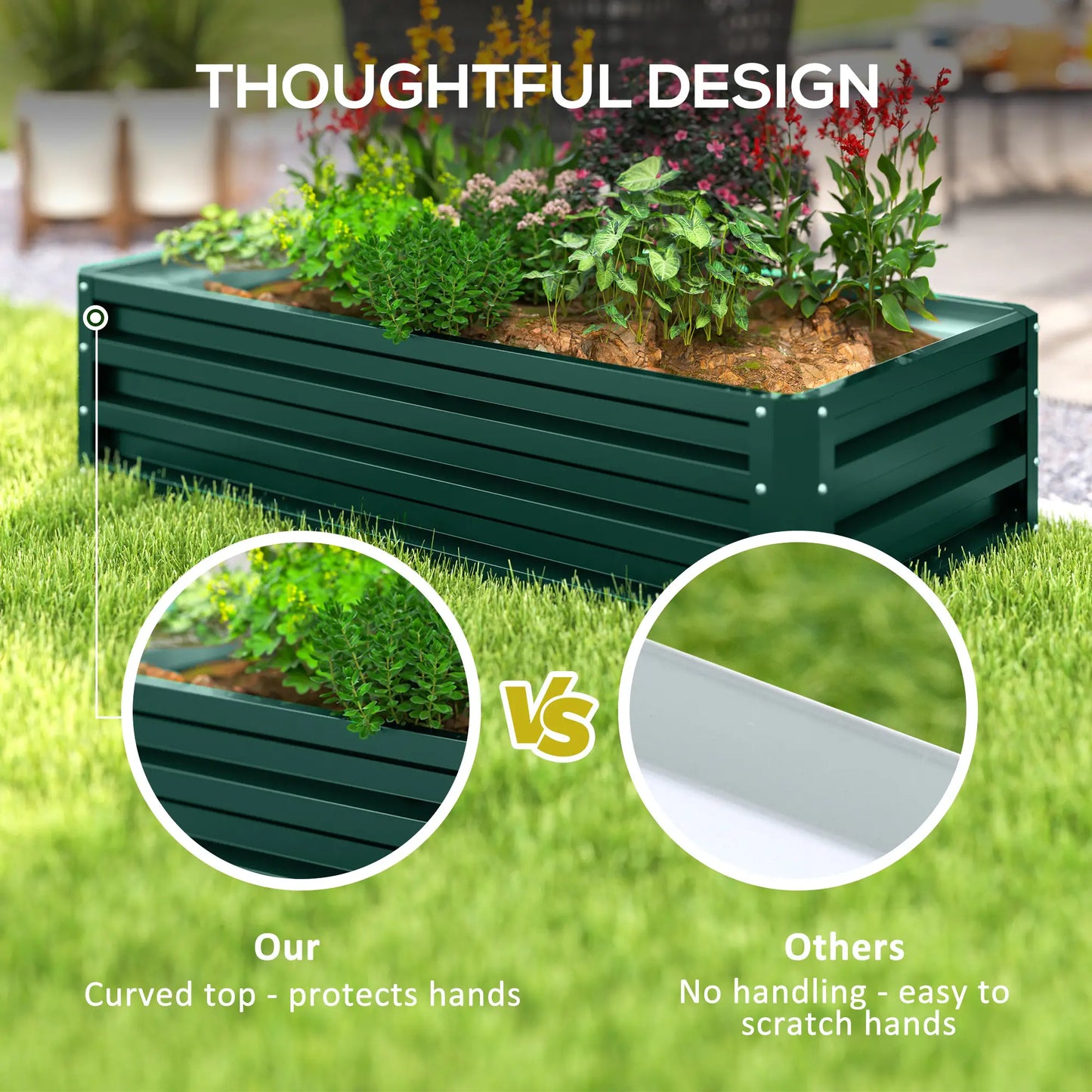 Galvanized Raised Garden Bed, Outdoor Planter Box, 4' x 2' x 1', Green Galvanized Planter Boxes at Gallery Canada