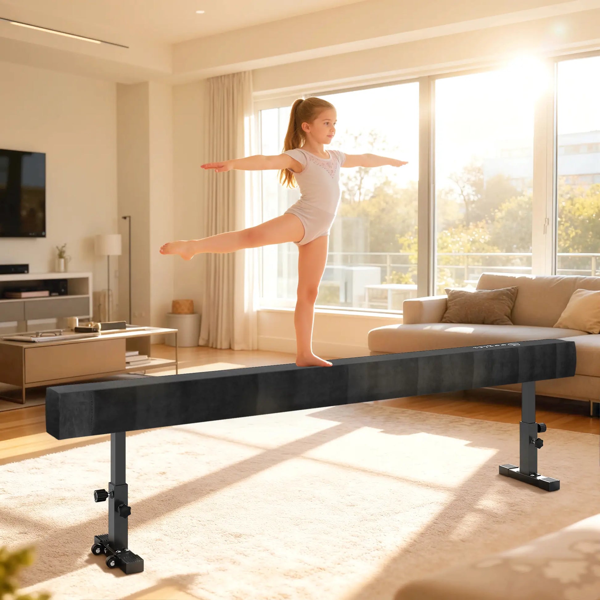 7.5ft Adjustable Balance Beam, Gymnastics Equipment with Wheels Gymnastics Mats at Gallery Canada