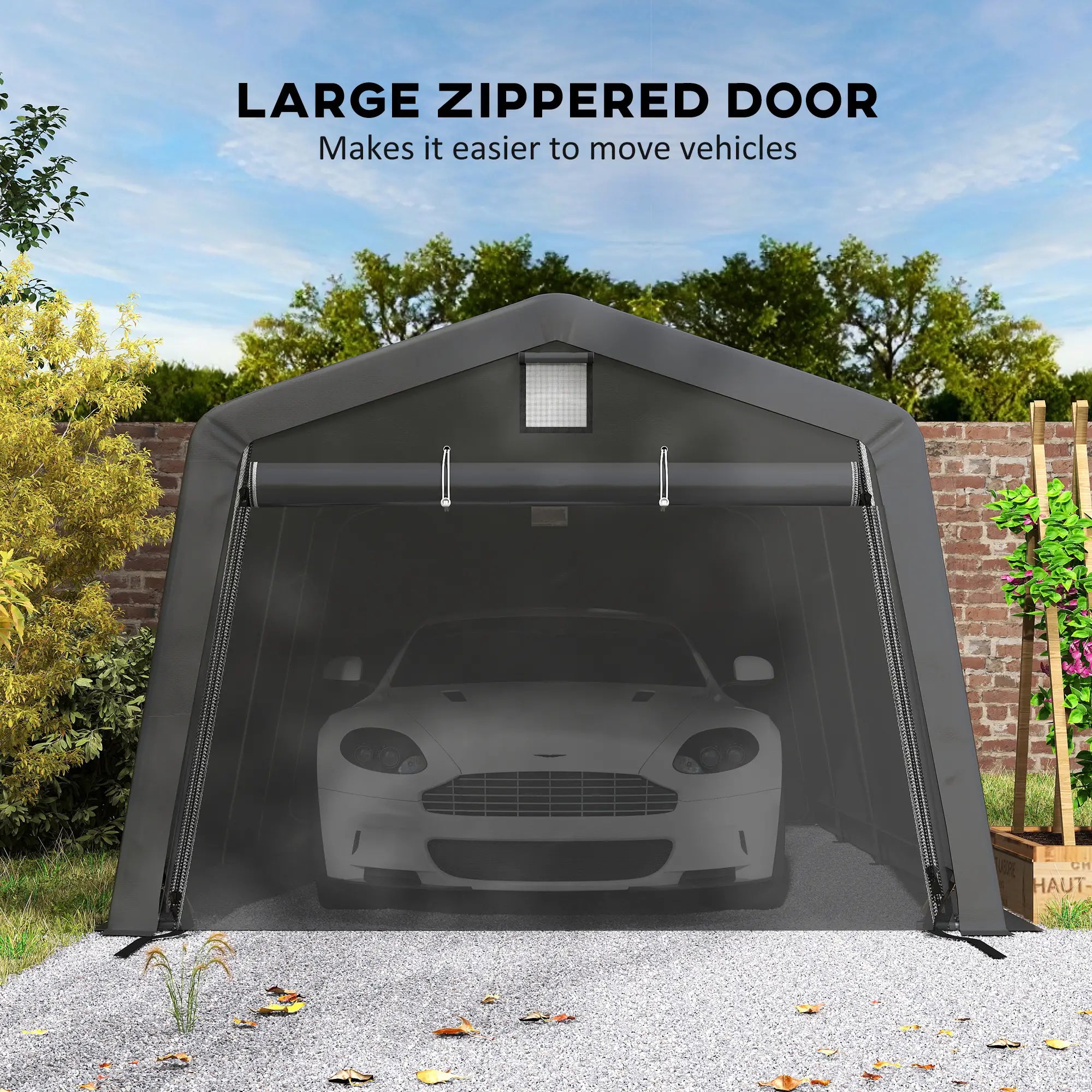11' x 20' Portable Garage, Heavy Duty Carport Canopy, Dark Grey Car Shelters at Gallery Canada