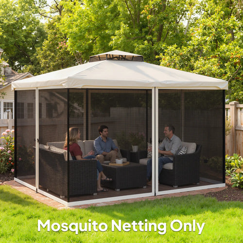 Mosquito Netting for Gazebo, 10' x 12', Cream White, Black