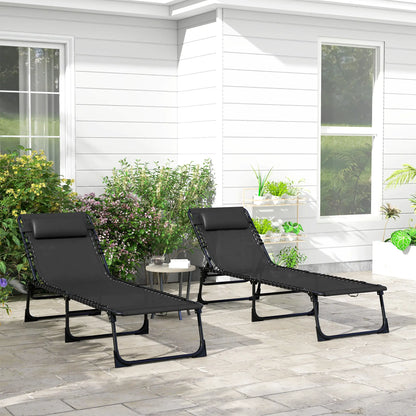 Folding Lounge Chair, Adjustable Chaise With Headrest, Black Lounger Chairs at Gallery Canada