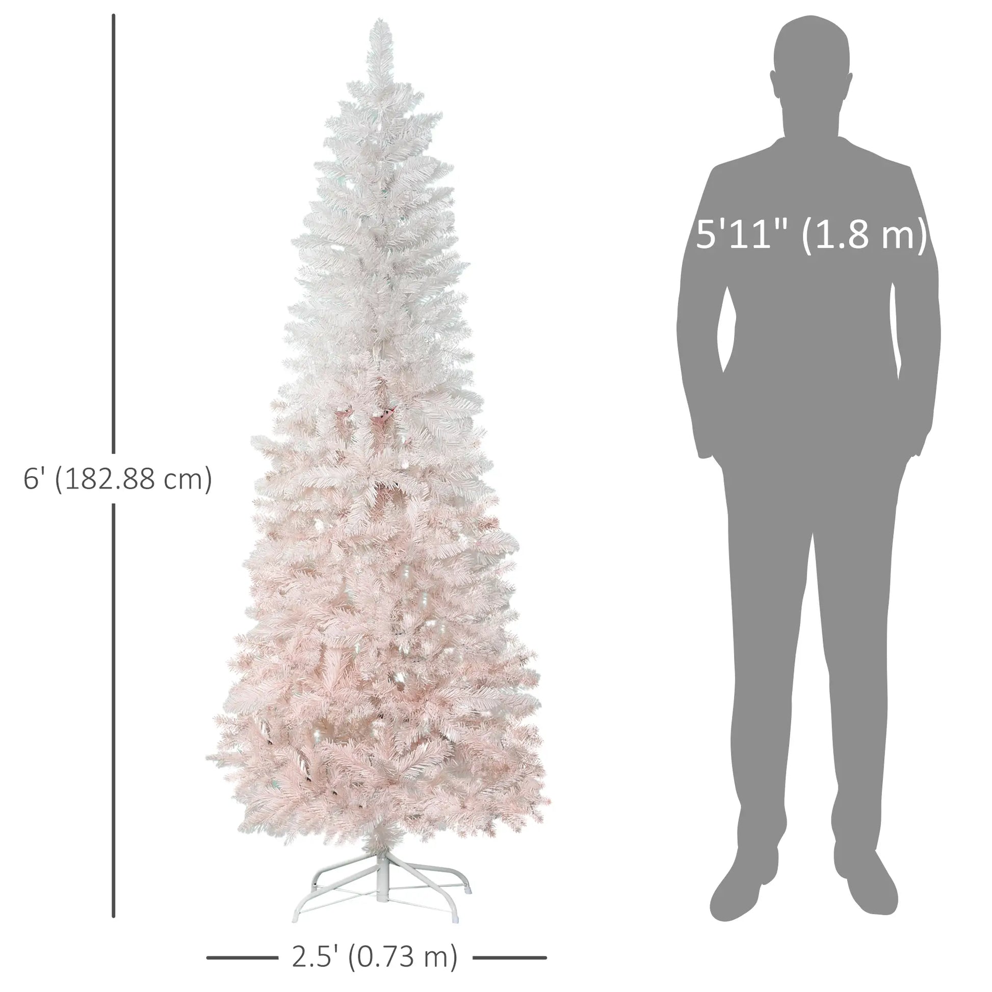 6ft Artificial Christmas Tree, Pine Realistic Branches, Auto Open, White, Pink Pencil Christmas Trees at Gallery Canada