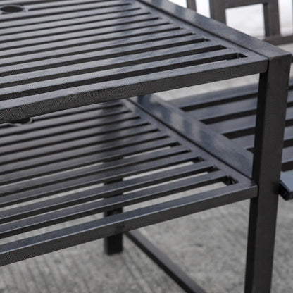 Steel Garden Bench With Middle Table, Umbrella Hole, Double Seat, Outdoor, Black Outdoor Benches at Gallery Canada