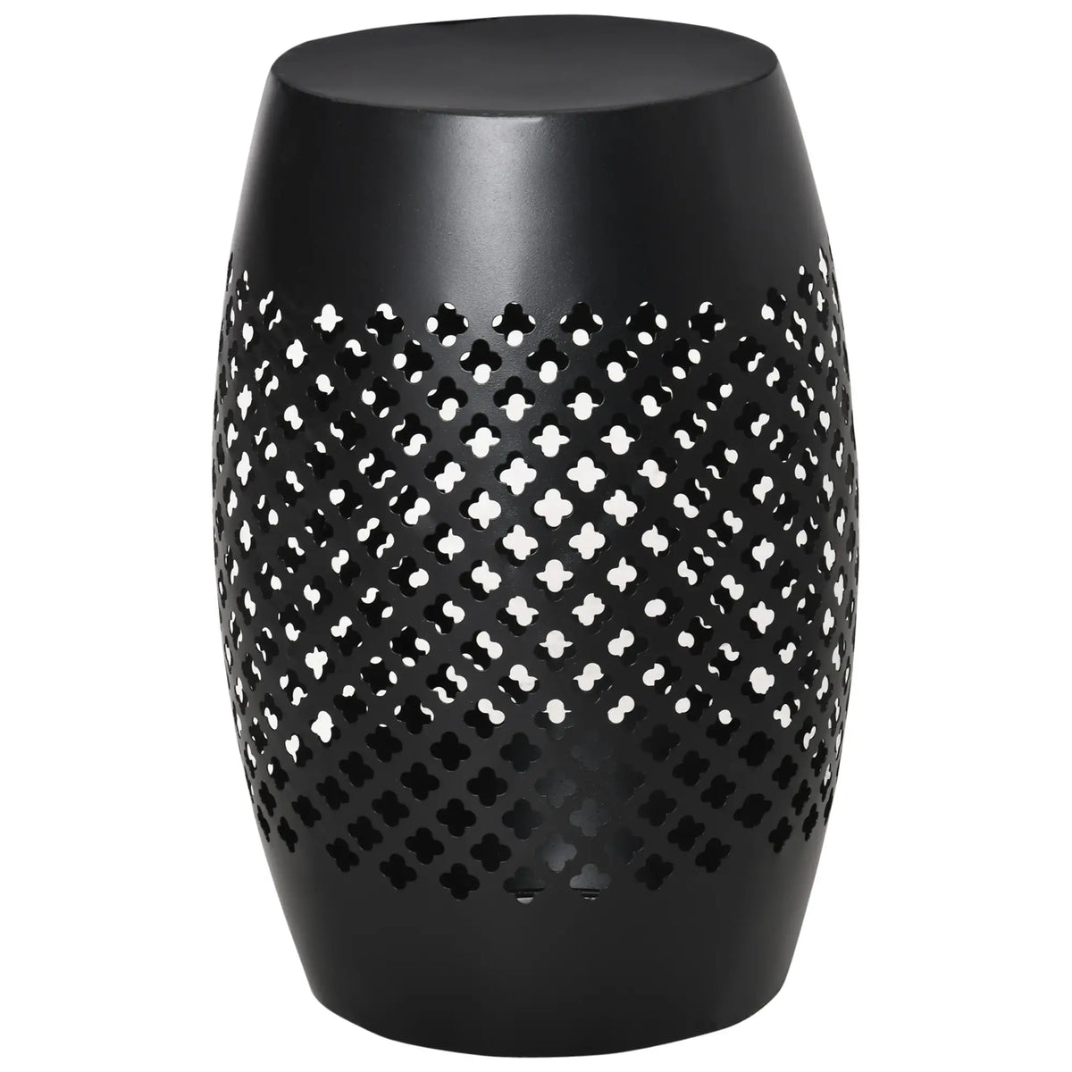 12" Steel Patio End Table, Round Hollow Drum Side, Black Patio Side Tables at Gallery Canada