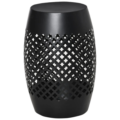 12" Steel Patio End Table, Round Hollow Drum Side, Black Patio Side Tables at Gallery Canada