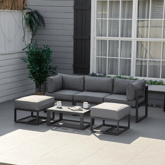 6 Piece Patio Furniture Set, Sectional Outdoor Daybed, Aluminum Frame, Grey Patio Furniture Sets Dark Grey, Grey at Gallery Canada