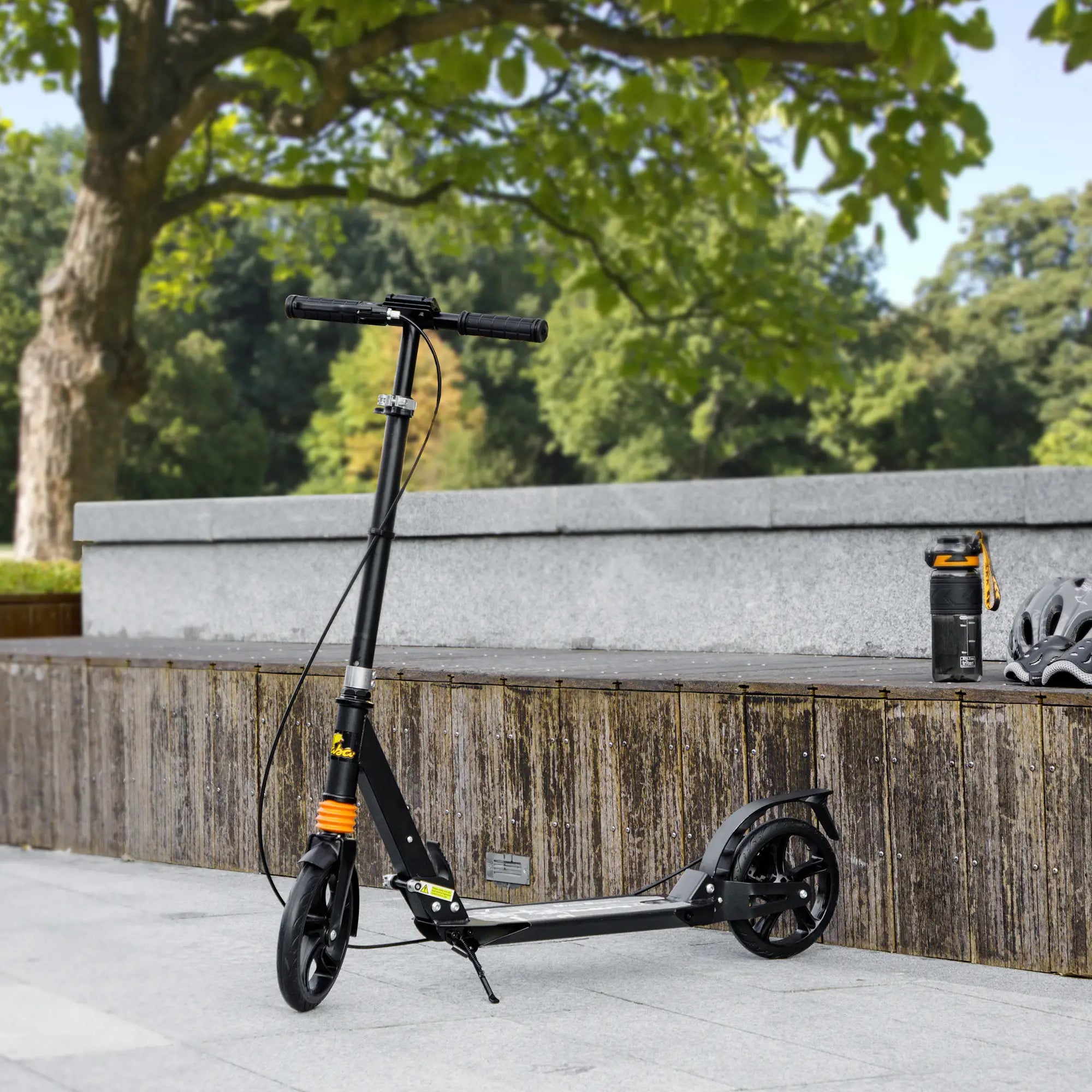 Foldable Kids Scooter, 4 Adjustable Heights, Double Brakes, Shock Absorption, Ages 6-12, Black Scooters at Gallery Canada
