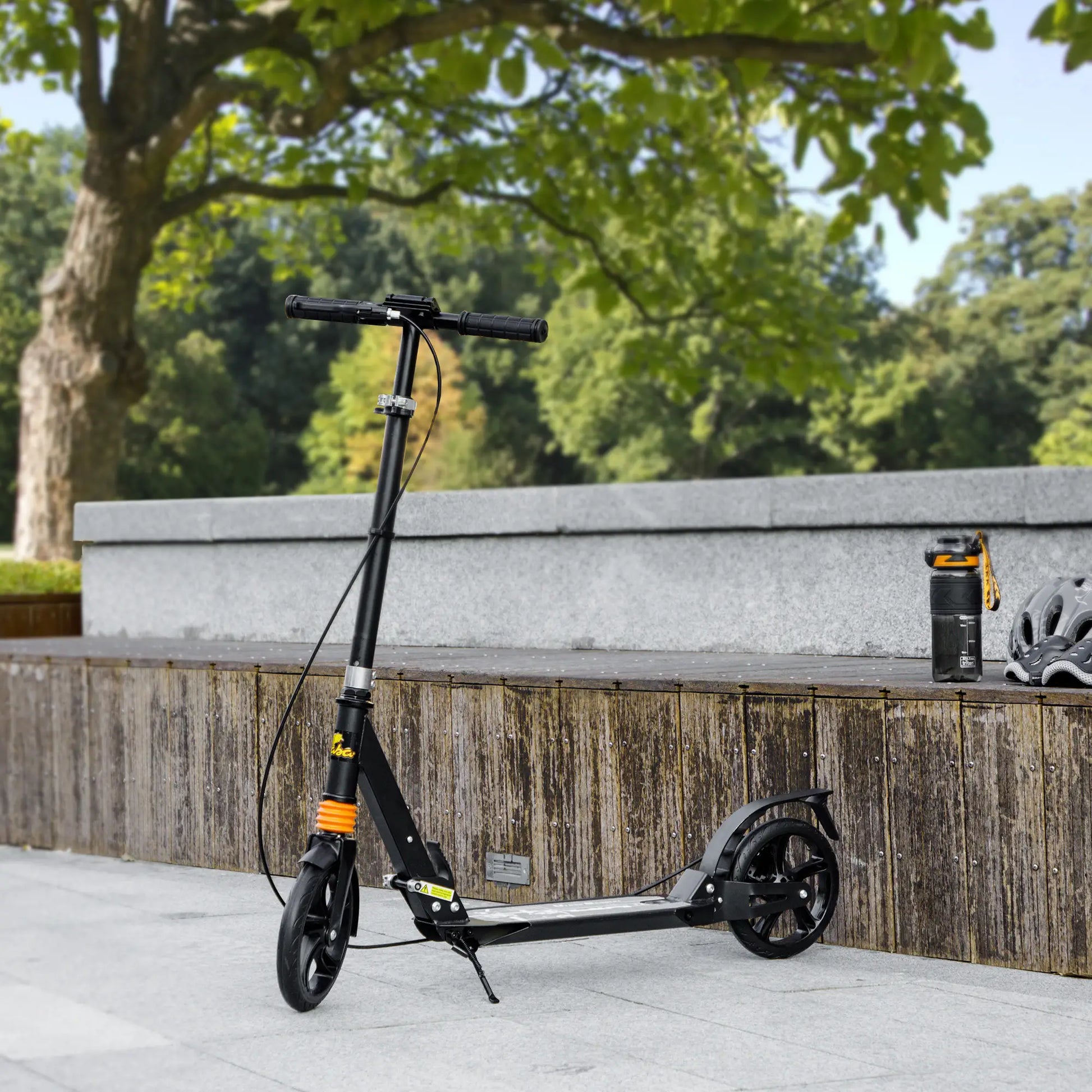 Foldable Kids Scooter, 4 Adjustable Heights, Double Brakes, Shock Absorption, Ages 6-12, Black Scooters at Gallery Canada