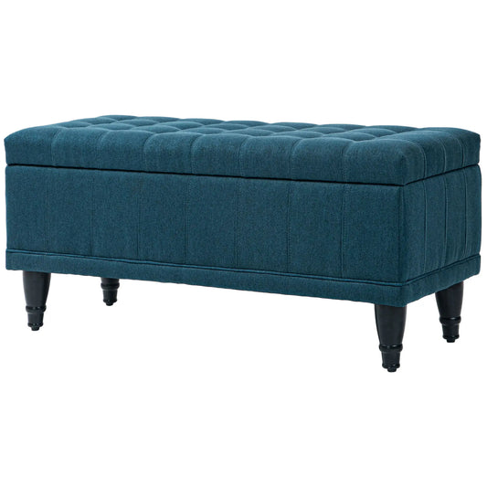 Linen Storage Ottoman, Button Tufted Bench for Bedroom, Blue Storage Ottomans & Benches Blue at Gallery Canada