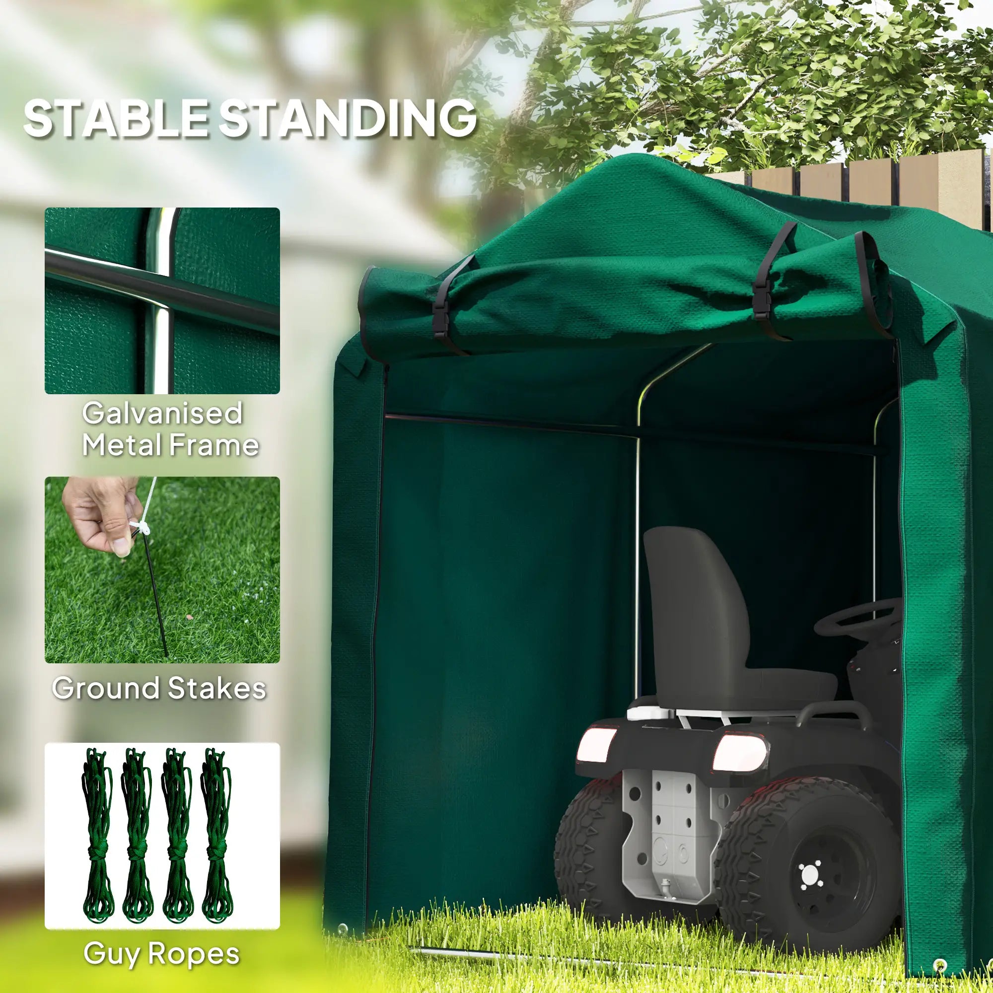 Outdoor Storage Shed, UV Resistant Bike Tent, Roll-up Door, Dark Green Sheds at Gallery Canada