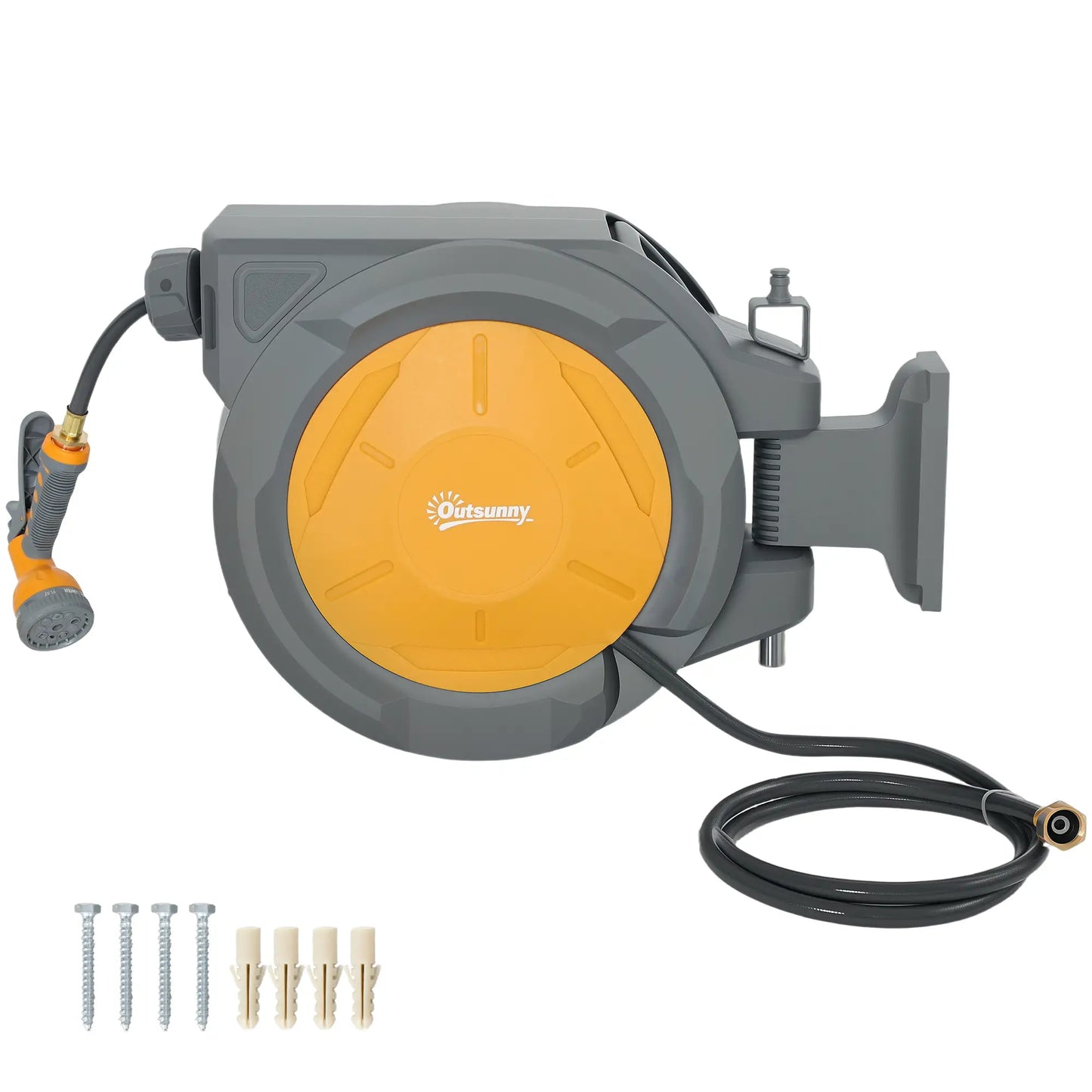 1/2 in x 100ft Wall Mounted Garden Hose Reel, Auto Rewind, Orange Garden Accessories Orange at Gallery Canada