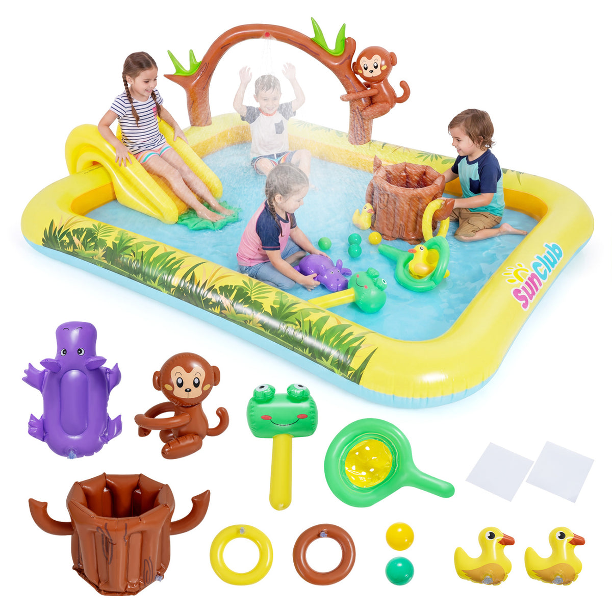 Animal Spray Pool With Slide, Multicolor Inflatable Water Slides Multicolor at Gallery Canada