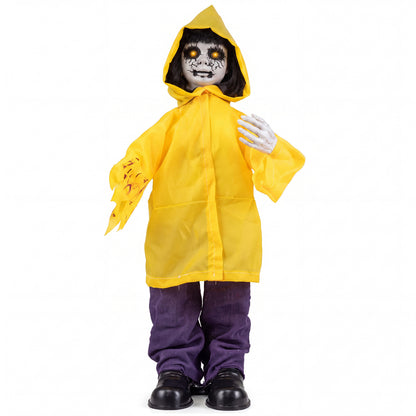 Animatronic Haunted Boy, Light Up Eyes, Creepy Sound
