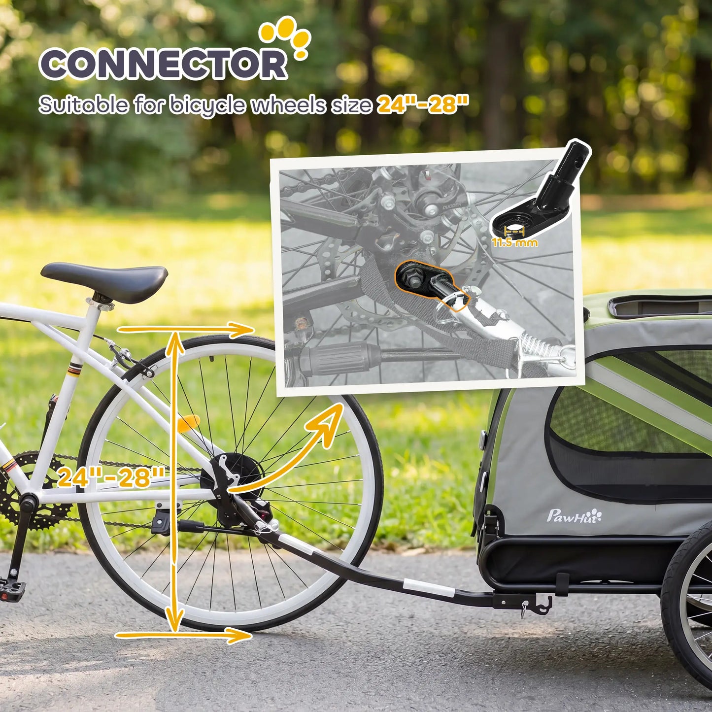 2-in-1 Dog Bike Trailer Pet Stroller, Green