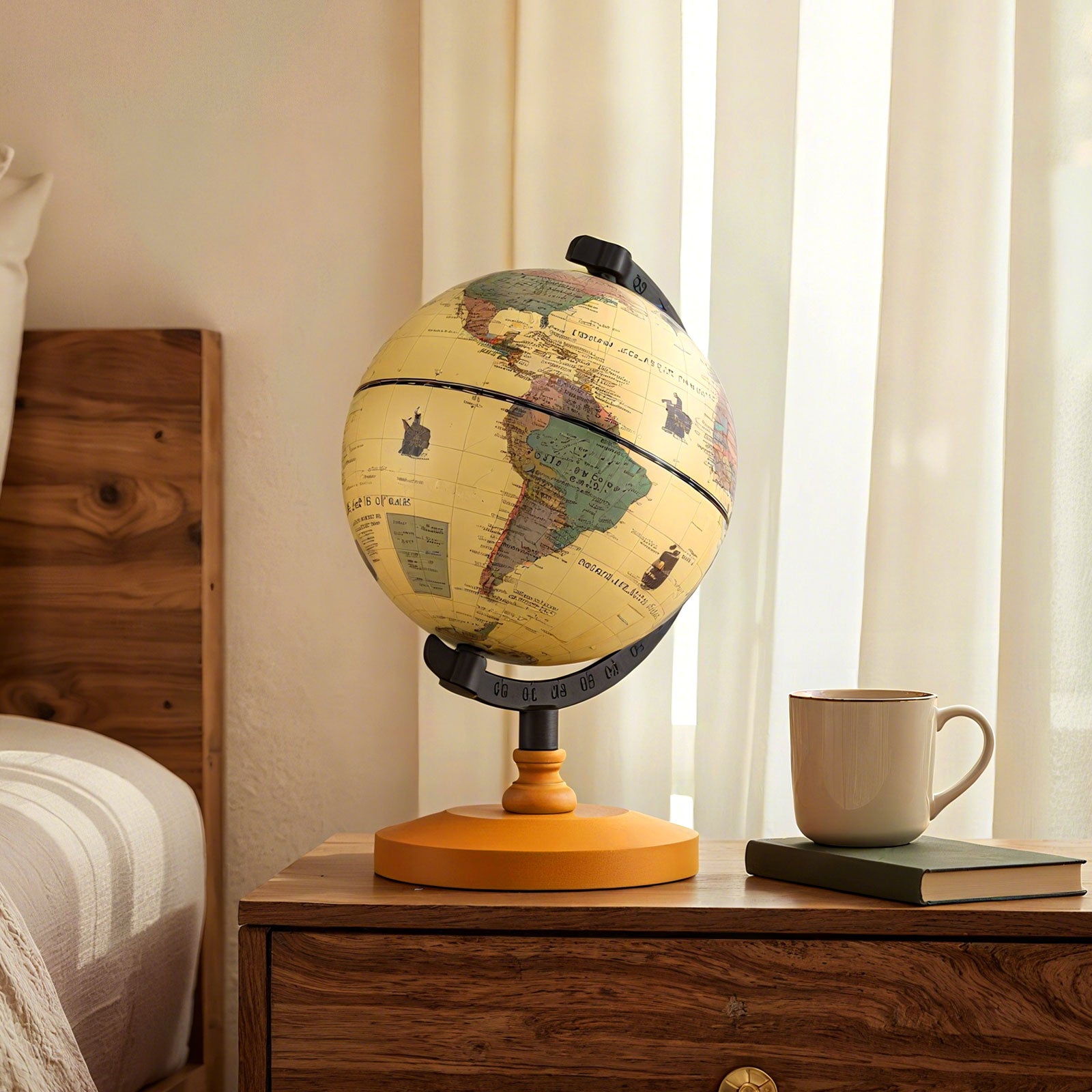 Antique Globe Dia 5.5 Inch Mini Rotating World Globe with Wooden Base-Brozen, Bronze Learning Toys at Gallery Canada