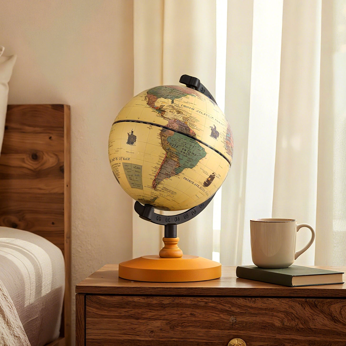 Antique Globe Dia 5.5 Inch Mini Rotating World Globe with Wooden Base-Brozen, Bronze Learning Toys at Gallery Canada