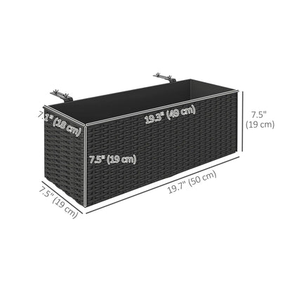 2 Pack 20 Inch Self-Watering Hanging Pots, Railing Planter, Rattan Look, Black Garden Accessories at Gallery Canada