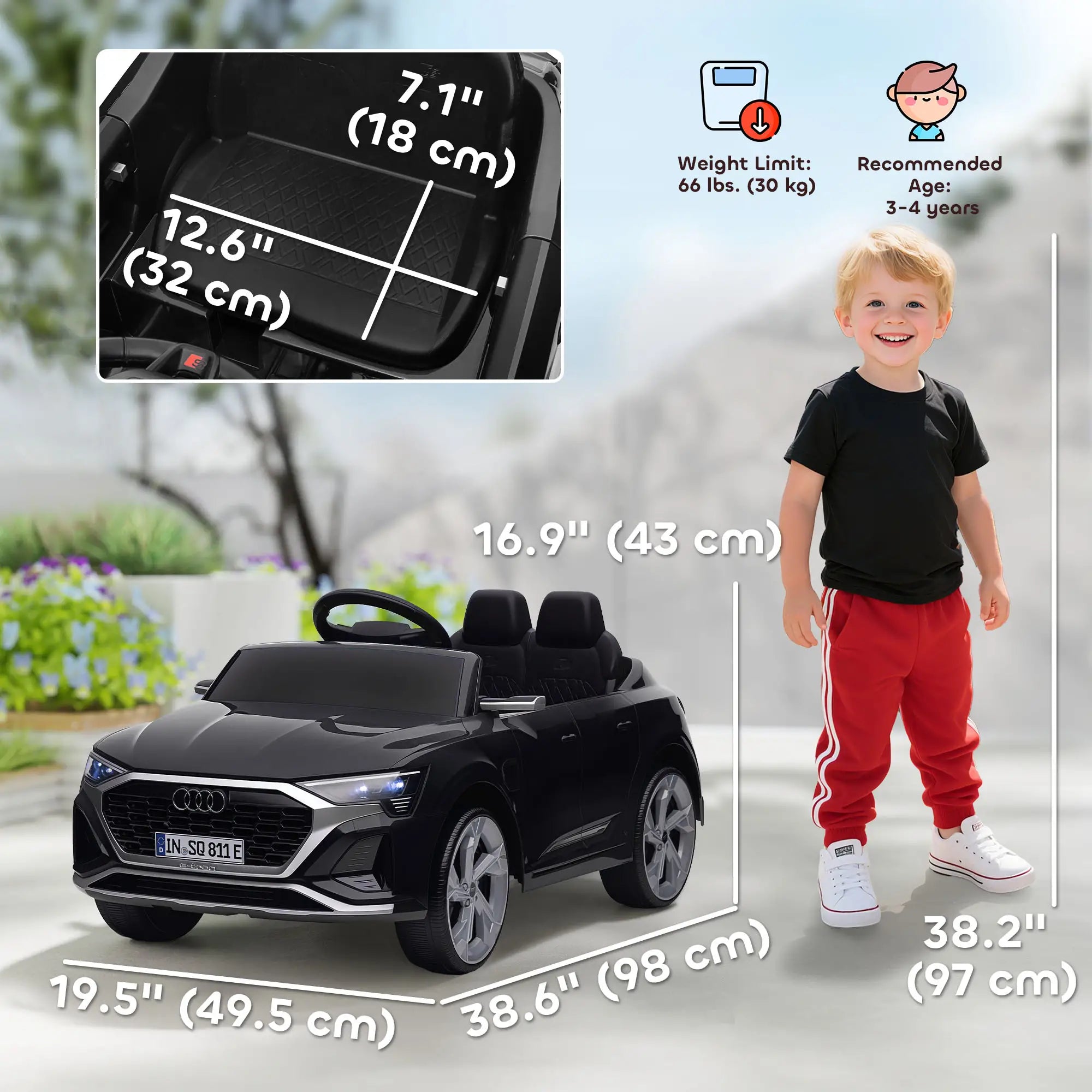 12V Kids Electric Car, Audi Q8 E-Tron Sportback, Remote Control, Black Electric Toy Cars at Gallery Canada