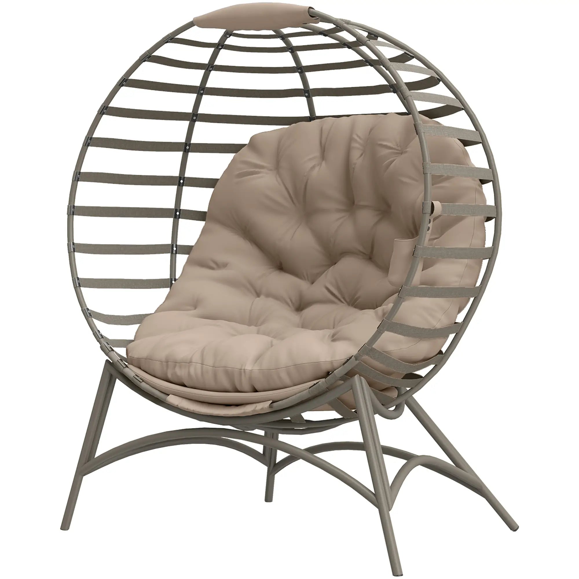 Egg Chair, Patio Lounge Chair, Foldable Basket Chair with Large Seat Cushion, Side Pocket, Sand Patio Chairs Sand at Gallery Canada