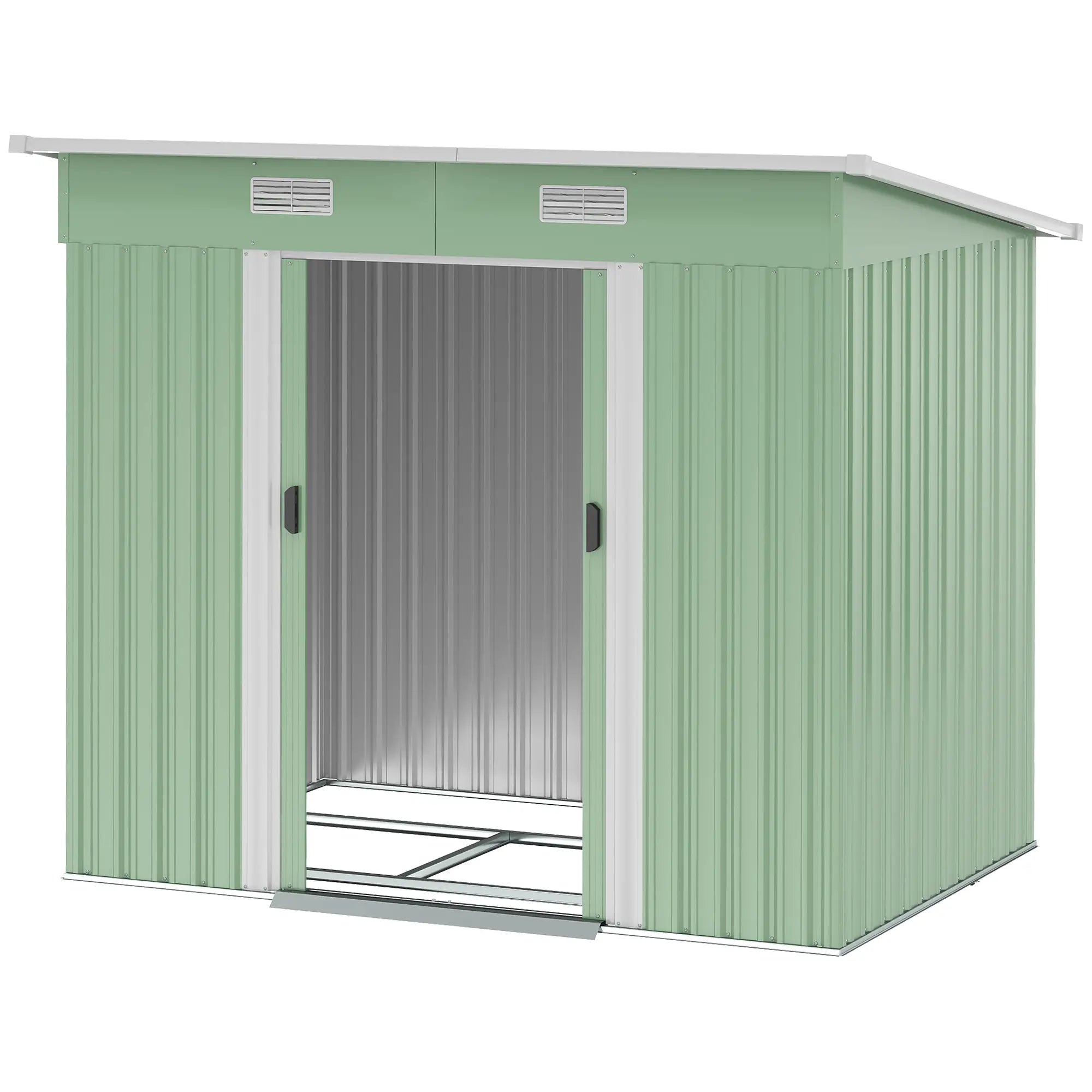 7'x4' Metal Patio Storage Shed, Garden Tool Utility, Light Green Sheds Light Green at Gallery Canada