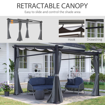 Metal Pergola, Sliding Roof Canopy, Retractable, 10' x 10', Dark Grey Pergolas at Gallery Canada