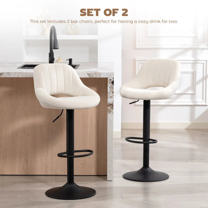 Swivel Bar Stools Set of 2, Adjustable Height, Plush Upholstered, Cream Bar Stools at Gallery Canada