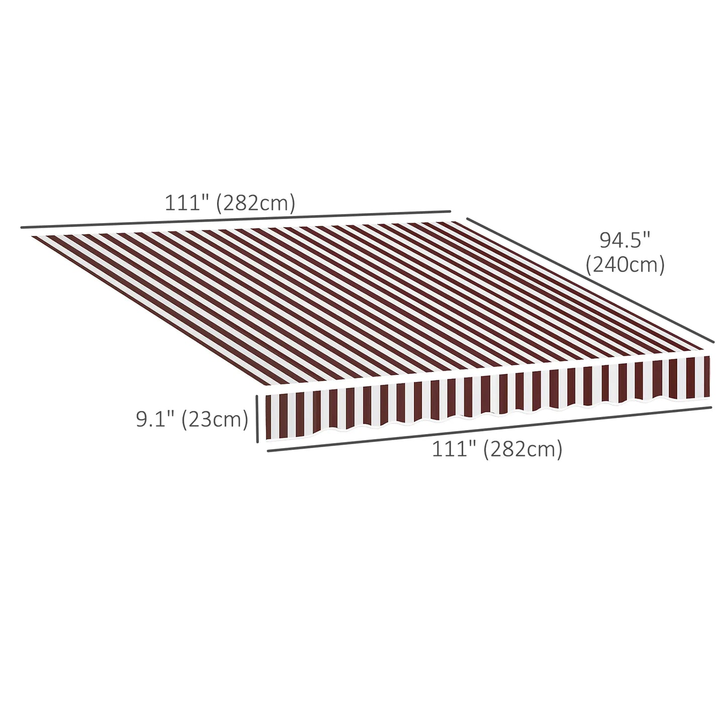 9' x 8' Outdoor Sunshade Canopy, UV Protection, White, Red Awning Fabric Replacement at Gallery Canada