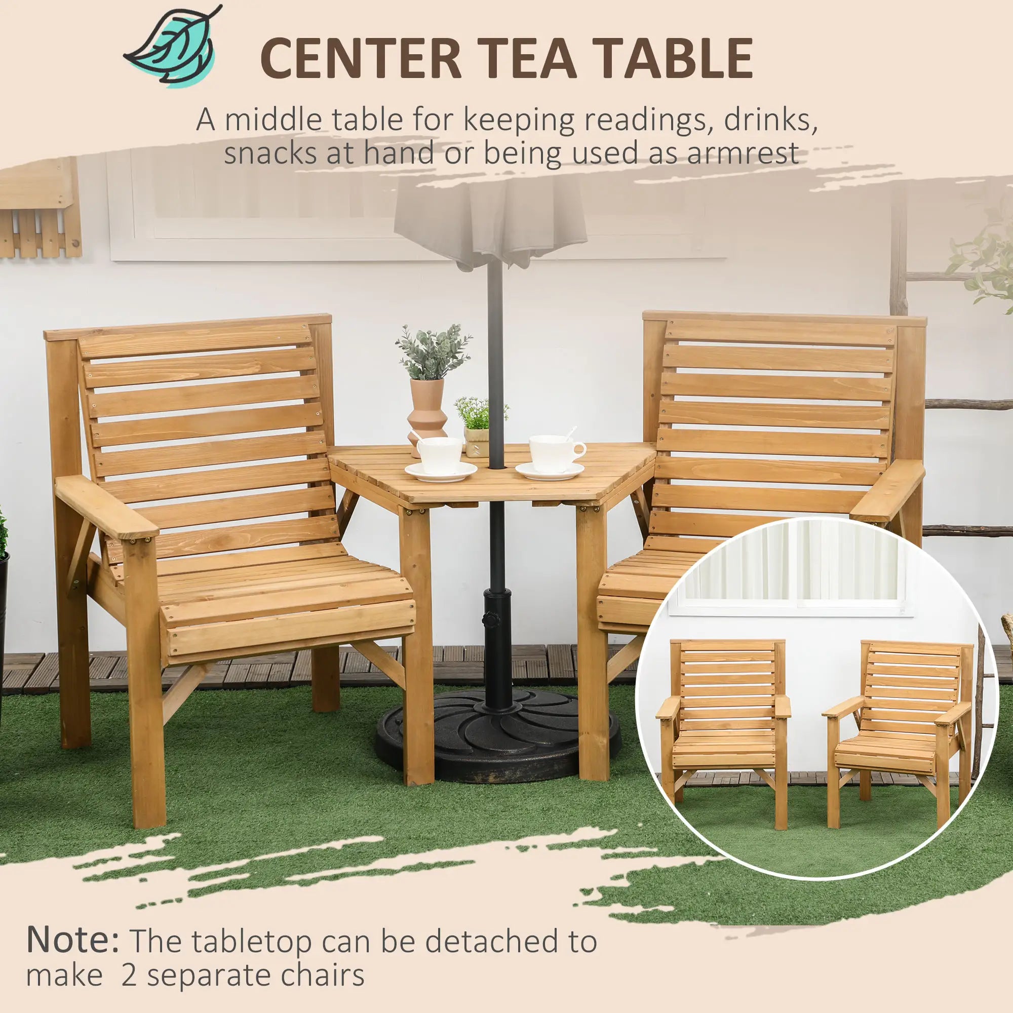3Pcs Outdoor Bench Set, Backyard, Balcony, Light Brown Outdoor Benches at Gallery Canada