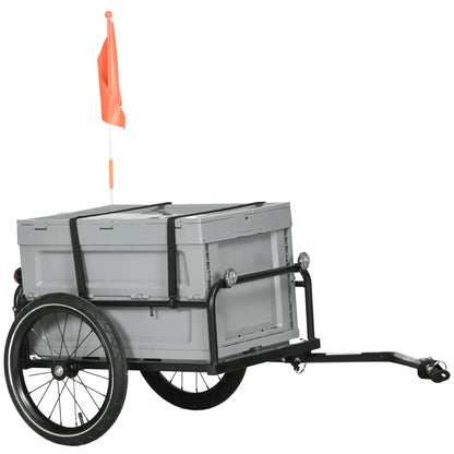 Steel Bike Trailer, Bicycle Cargo with Storage Box, Reflectors, Max Load 88LBS Bike Cargo Trailers Grey at Gallery Canada