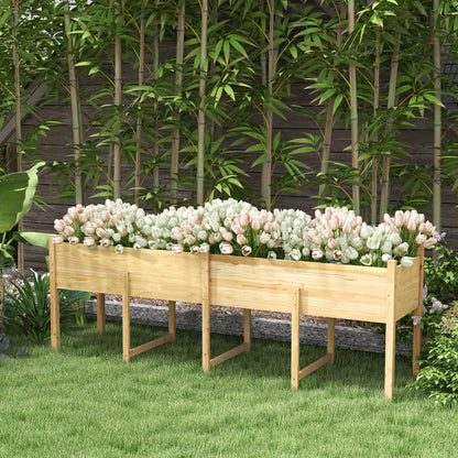 Wooden Raised Garden Bed, Large Elevated Planter Box, 7.4' x 1.8' x 2.6' Raised Garden Beds at Gallery Canada